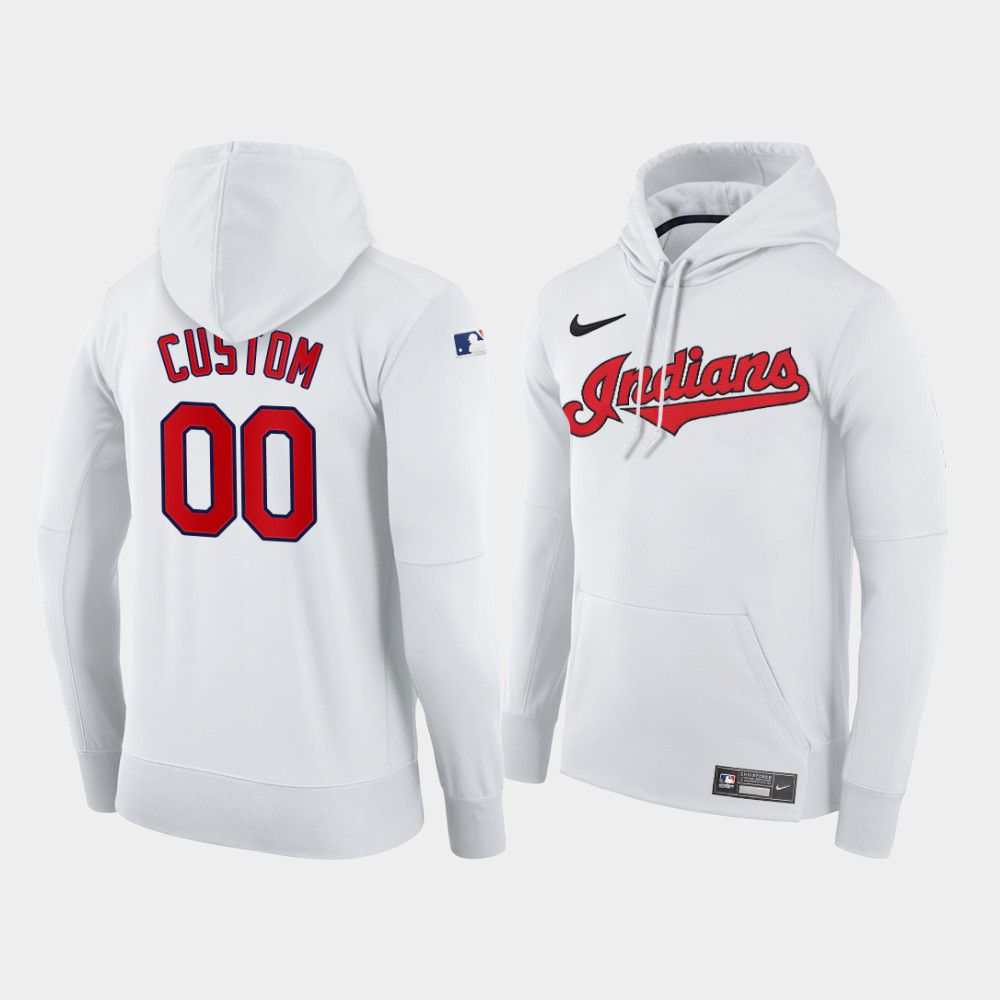 Men Cleveland Indians #00 Custom white home hoodie 2021 MLB Nike Jerseys